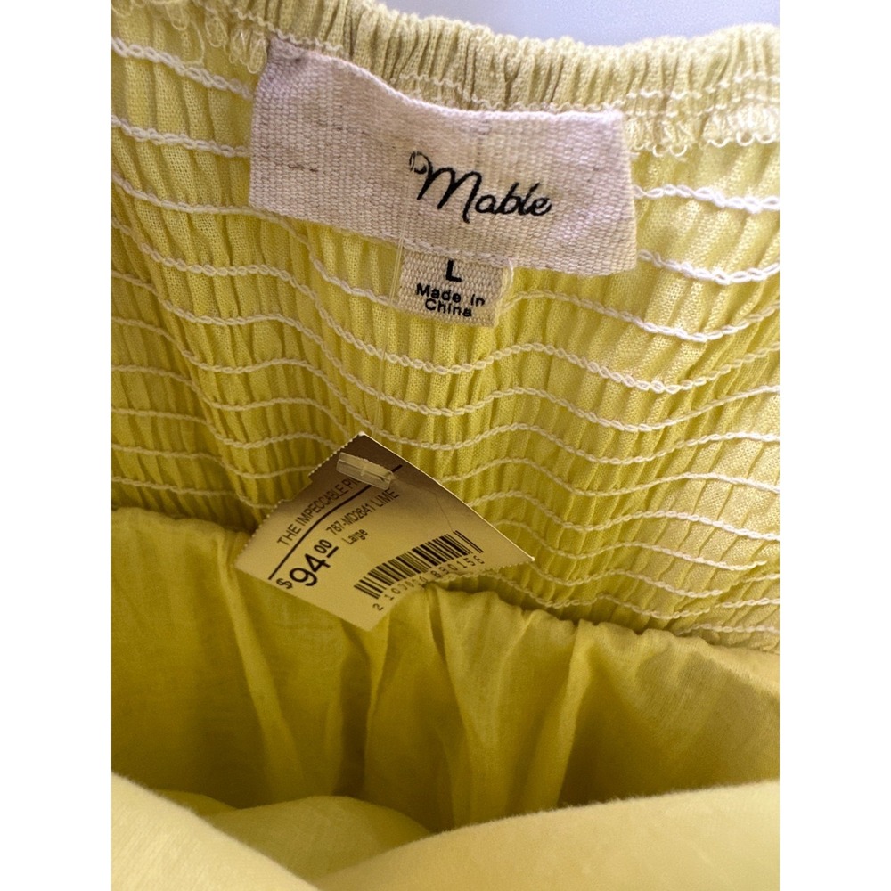 Mable Butter Yellow Linen Blend Puff Sleeve Mini Dress Large Babydoll Coquette - Picture 9 of 16